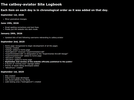 website stuff/sitelog screenshot