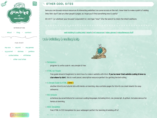 links screenshot