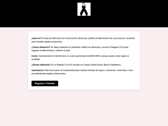 Tramites/acta-defuncion screenshot