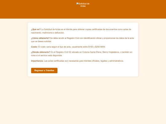 Tramites/solicitud-actas screenshot