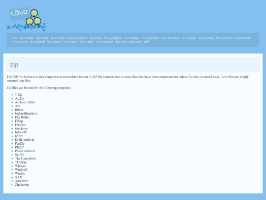 archive/love2d/wiki/zip screenshot
