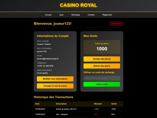 Compte screenshot