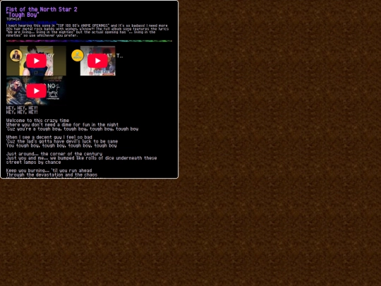 lyrics/fistofthenorthstar2op screenshot