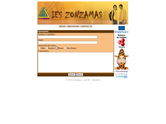 Página zonzamas/html/formulario screenshot