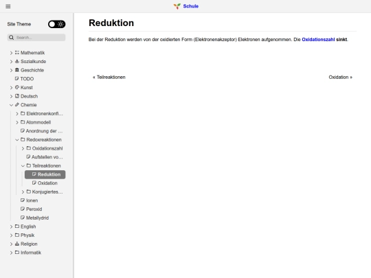 Chemie/Redoxreaktionen/Teilreaktionen/Reduktion screenshot