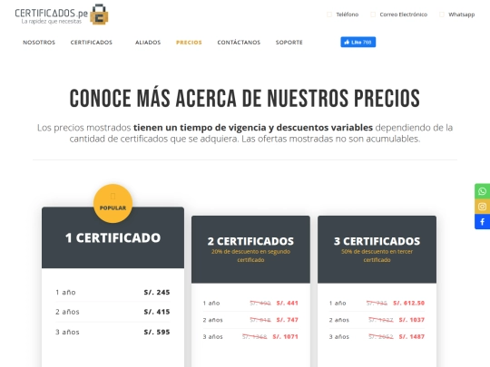 certificados/precios screenshot