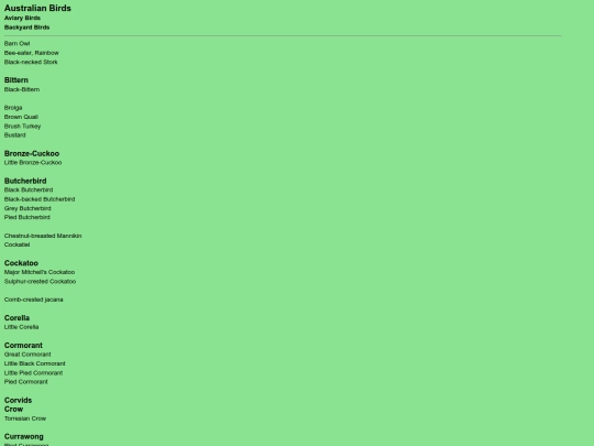 birds/birdscontents screenshot