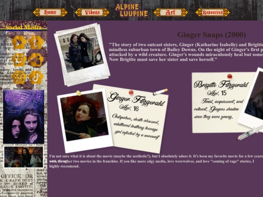 pages/shrines/ginger-snaps-shrine screenshot