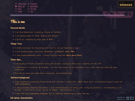 pages/about screenshot