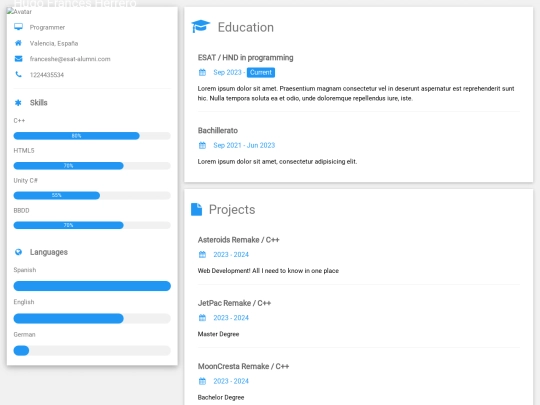 Curriculum screenshot