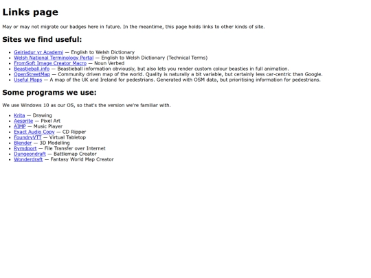 Links screenshot