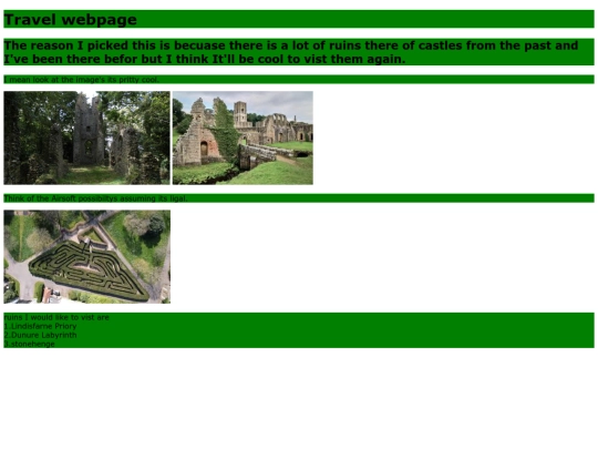 Travel webpage screenshot