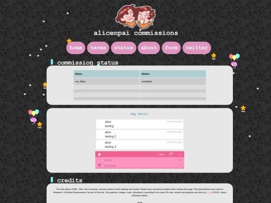 comms/status screenshot