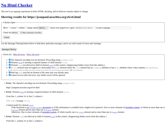 e7/Showing results for https _jeanpaul.neocities.org_e6_e6.html - Nu Html Checker screenshot