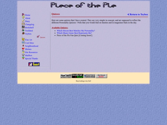games/quizzes screenshot
