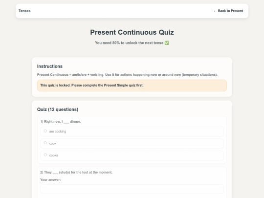 present-continuous-quiz screenshot