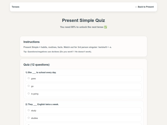 present-simple-quiz screenshot