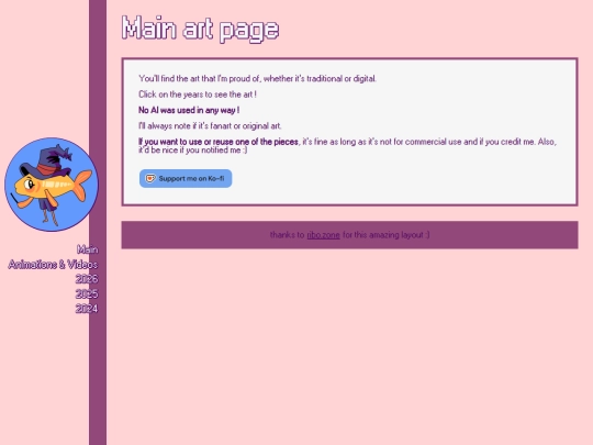 my art/mainartpage screenshot