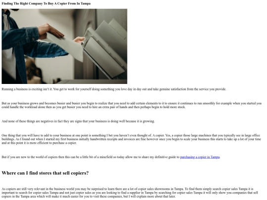 Finding The Right Company To Buy A Copier From In Tampa screenshot
