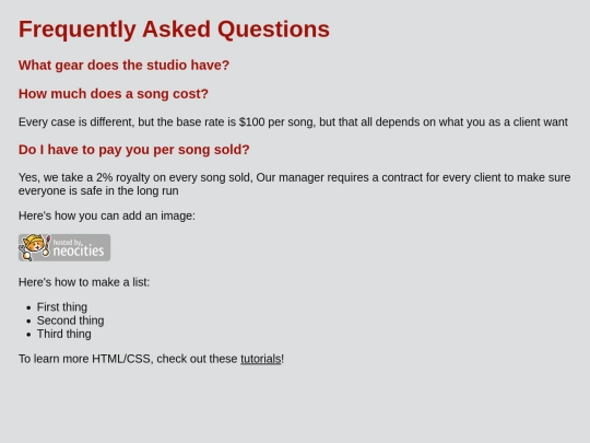FAQ screenshot