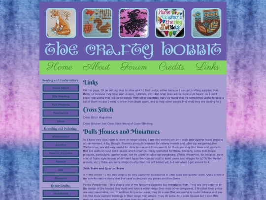 thecraftyhobbit/links screenshot