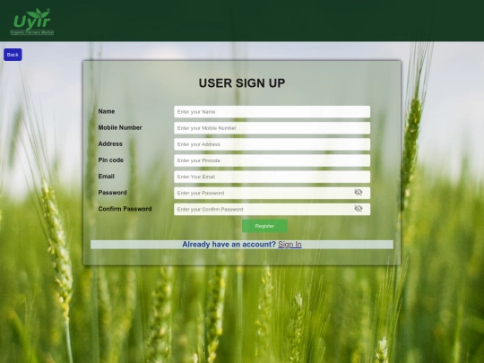 uyirsignup/usersignuppage screenshot