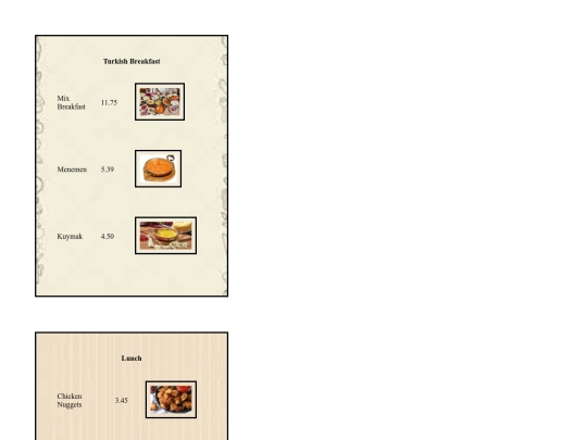 restaurant menu assignment screenshot