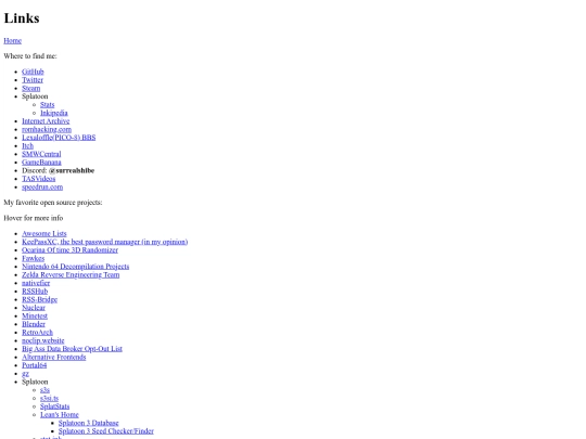 links screenshot