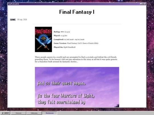 review-FF1 screenshot