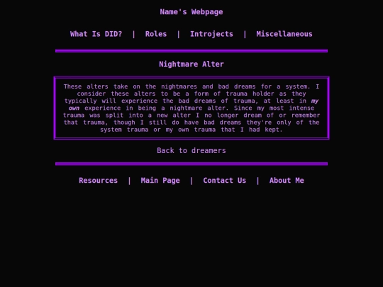 DID_WEB_SECTION/ALTER_ROLES/DREAMERS/nightmare screenshot