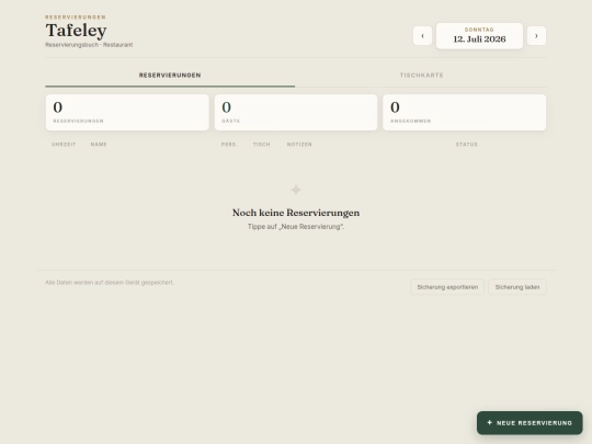 ReservierungenTafeley screenshot