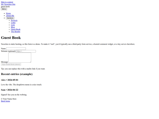 guestbook screenshot