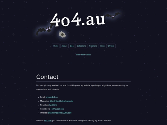 about/contact screenshot