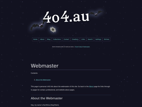 about/webmaster screenshot