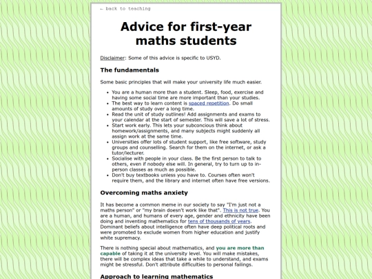 blogs/firstyearadvice screenshot