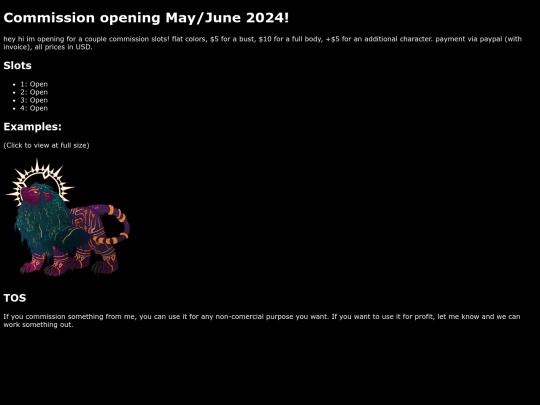 commissions/opening screenshot