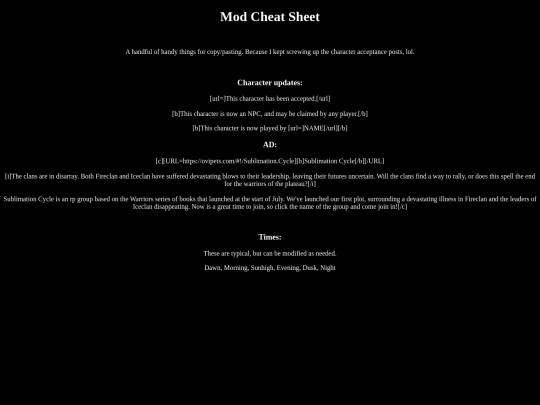sublimation/information/modcheatsheet screenshot