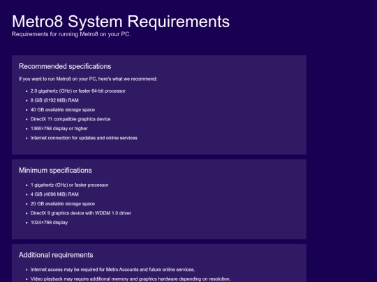 specifications screenshot