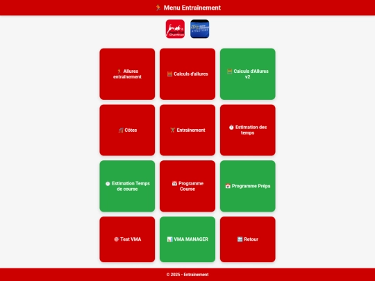 menu-entrainement screenshot