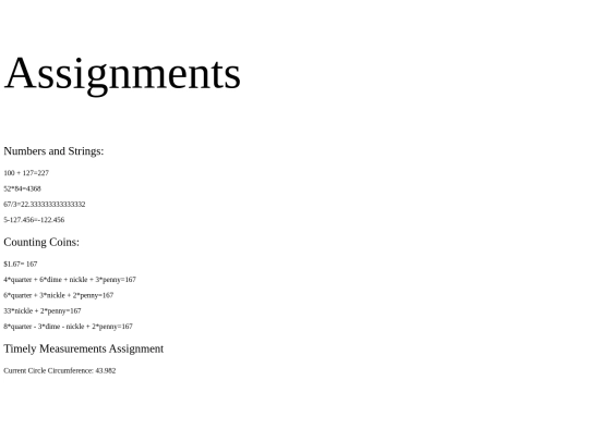 assignments screenshot