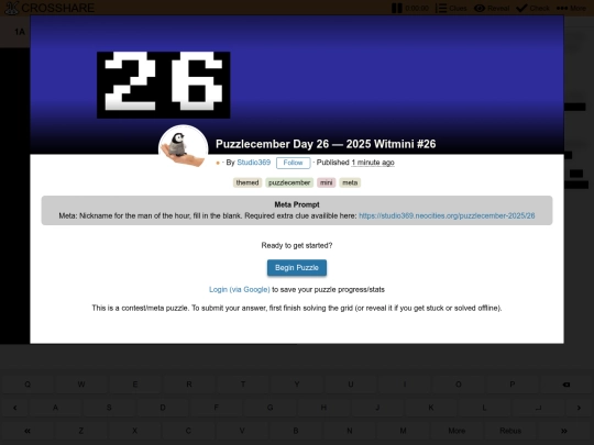 puzzlecember-2025/26/crosshare screenshot