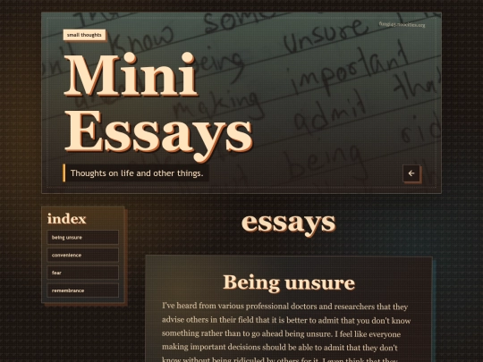 pages/mini-essays screenshot