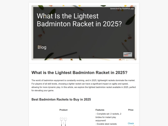 what-is-the-lightest-badminton-racket-in-2025 screenshot