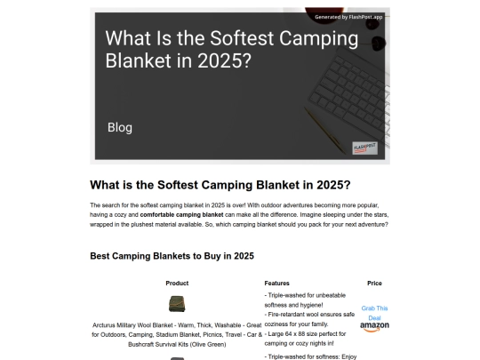 what-is-the-softest-camping-blanket-in-2025 screenshot