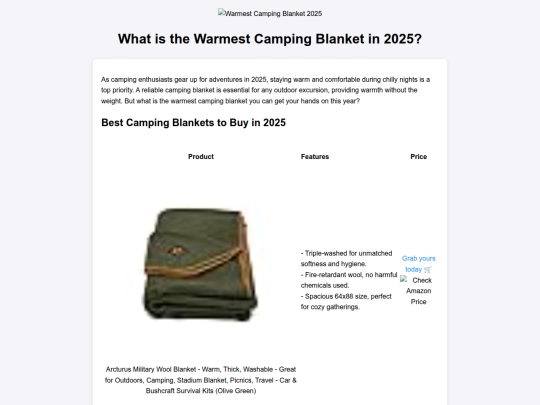 what-is-the-warmest-camping-blanket-in-2025 screenshot