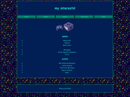project1/interests screenshot
