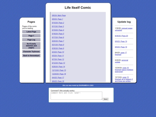 Webcomic/webcomiclog screenshot