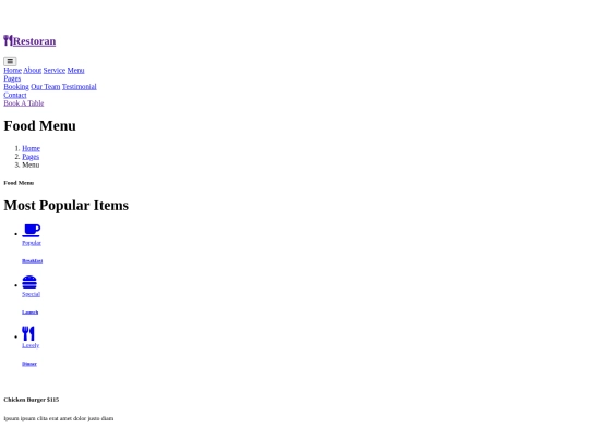 menu screenshot