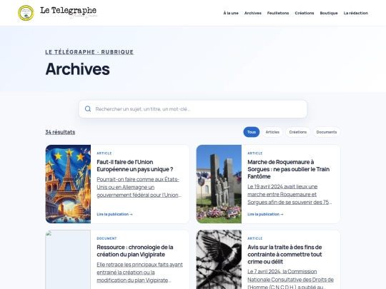 Rubriques/Archives screenshot