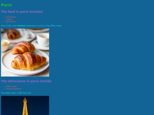 Travel Webpage screenshot